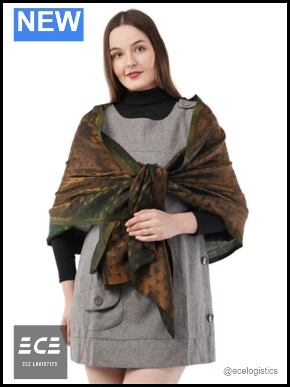 Fine Wool Zari Stole Wrap Scarf Lightweight Woven Warm Shawl